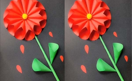How to make an easy big red flower with paper?